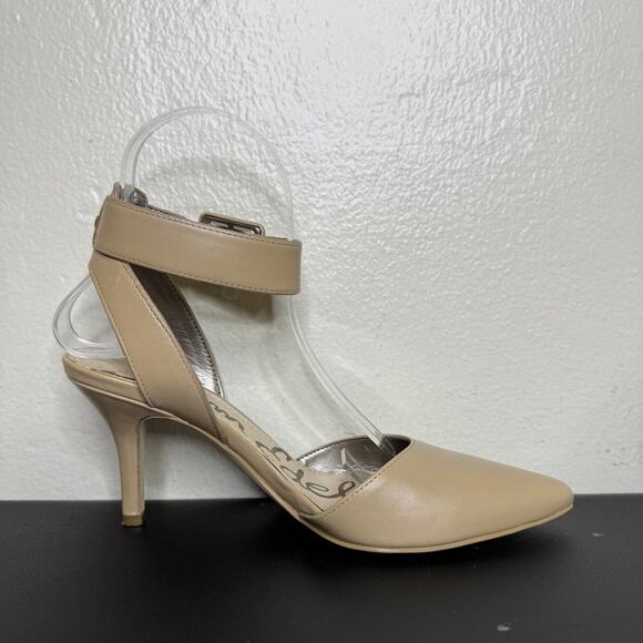 Sam Edelman "Okala" Nude Ankle-Strap Pointed Toe Heels, Size 5.5 - Picture 3 of 8